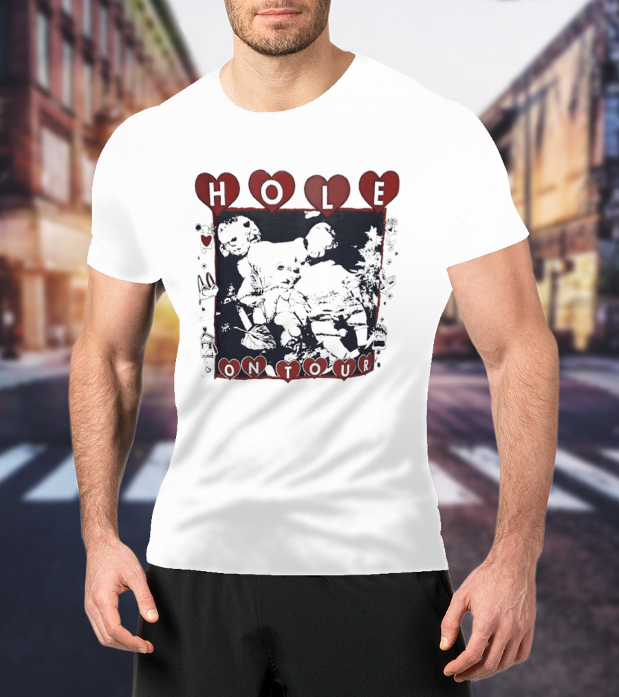 Hole Band Courtney Love On Tour Hearts T-Shirt