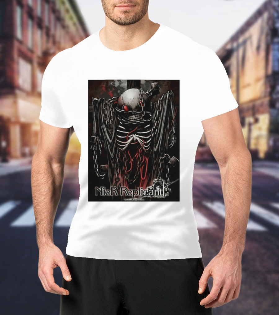 Nier Replicant Red Eye Skulls Chains Grim Aesthetic T-Shirt