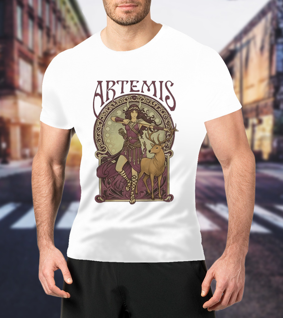 Artemis Greek Goddess Archer With Deer Mythology T-Shirt