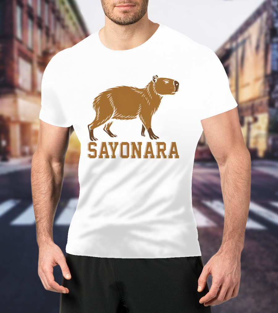 Sayonara Capybara Brown Rodent Farewell T-Shirt