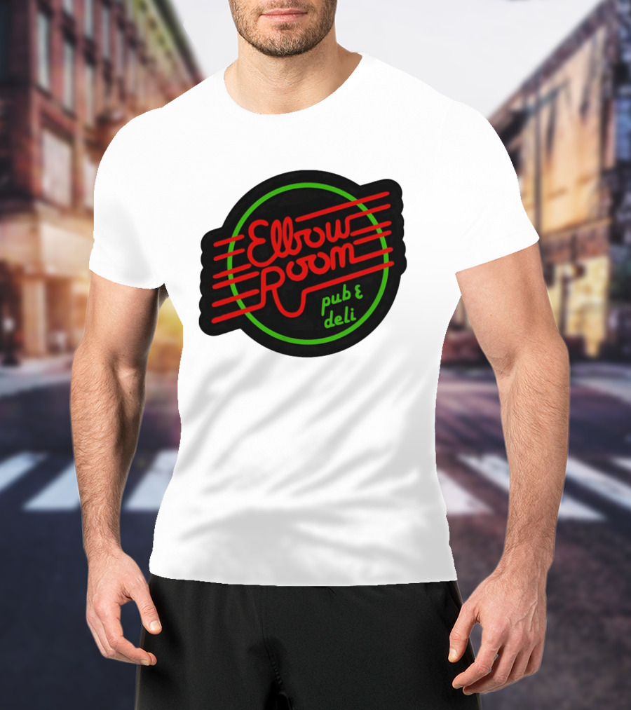 Elbow Room Pub And Deli Neon Sign Red And Green Circle T-Shirt