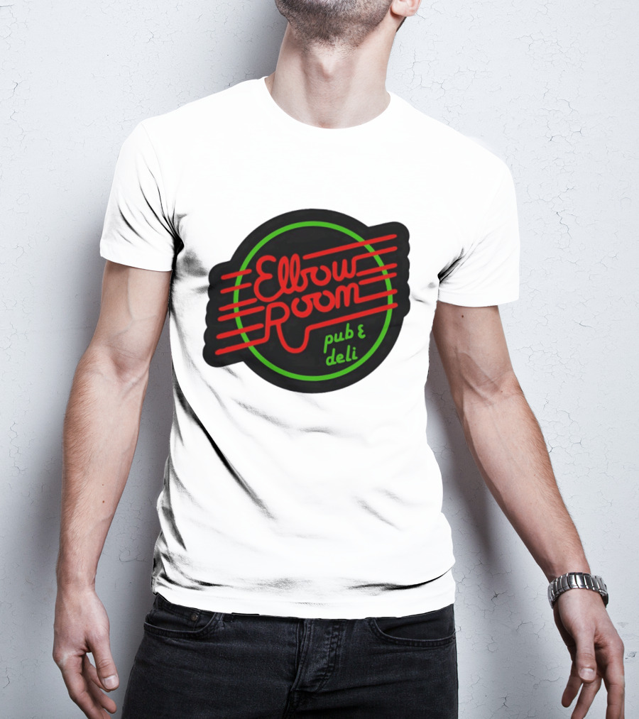 Elbow Room Pub And Deli Neon Sign Red And Green Circle T-Shirt