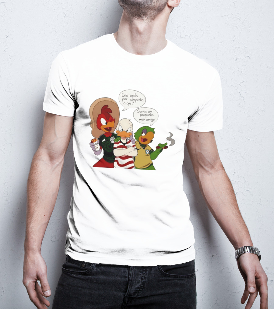 The Three Caballeros Panchito Pistoles Donald Duck José Carioca México USA Brazil Jerseys Soccer Fan Collection T-Shirt