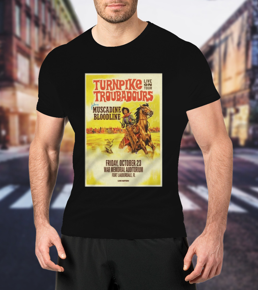 Turnpike Troubadours Live On Tour Featuring Muscadine Bloodline War Memorial Auditorium Fort Lauderdale October 23 T-Shirt