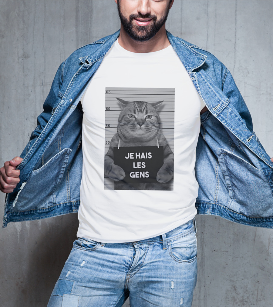 Je Hais Les Gens Shot Cat French T-Shirt