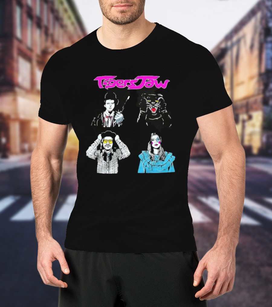 Tigers Jaw Band Members Indie Rock Retro Style Illustrated Portraits T-Shirt