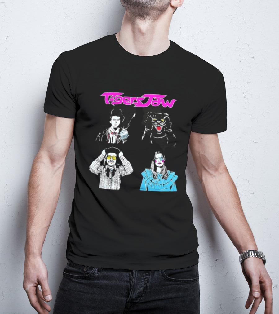 Tigers Jaw Band Members Indie Rock Retro Style Illustrated Portraits T-Shirt