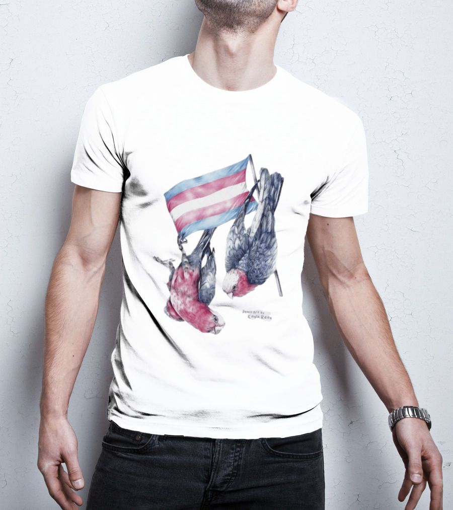 Trans Pride Flag Galah Parrots By Kayla Reay T-Shirt