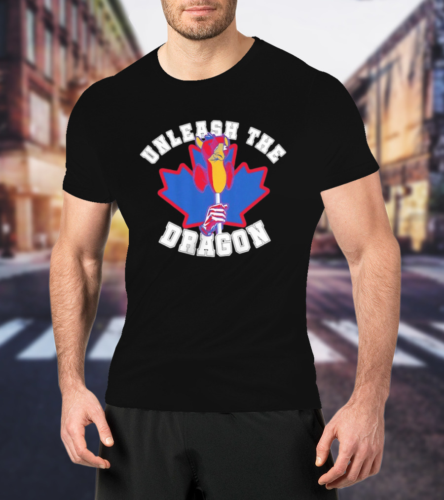 Unleash The Dragon Toronto Blue Jays Home Run Dragon Maple Leaf T-Shirt