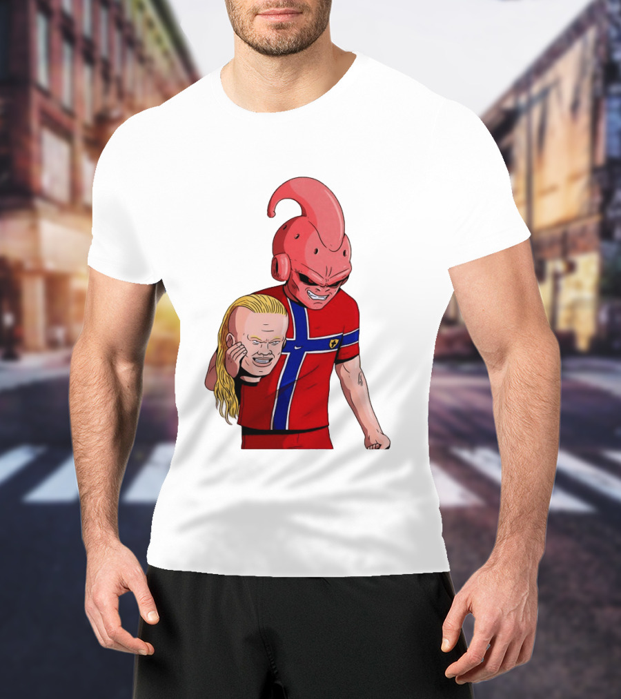 Majin Buu Holding Erling Haaland With Norway Football Jersey T-Shirt