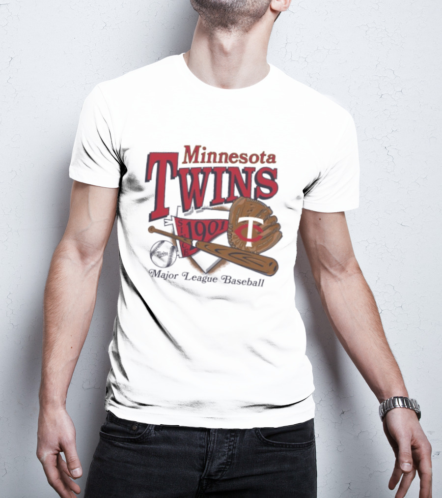 Minnesota Twins Since 1901 Major League Baseball Vintage Bat And Glove T-Shirt