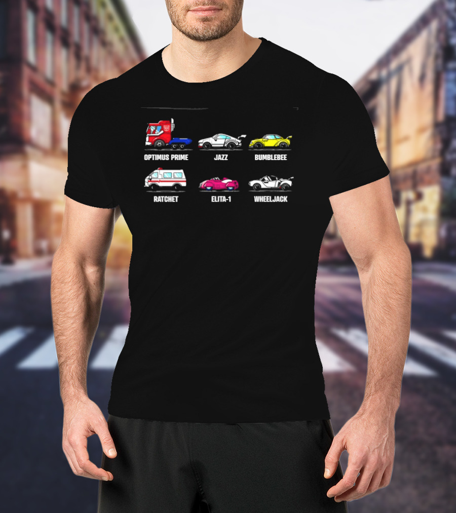 Optimus Prime Jazz Bumblebee Ratchet Elita 1 Wheeljack Transformers T-Shirt