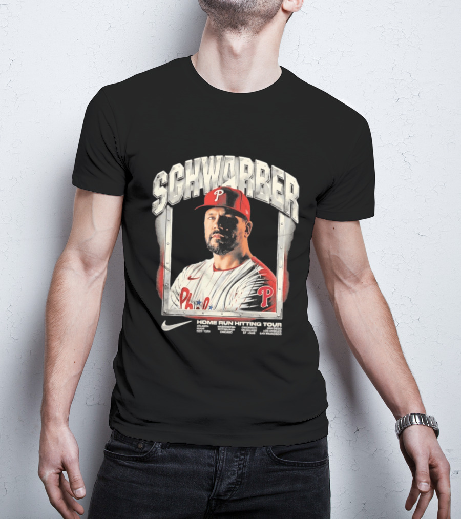 Philadelphia Phillies Kyle Schwarber Home Run Hitting Tour 2026 Nike Baseball T-Shirt