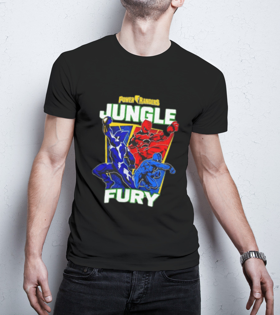 Power Rangers Jungle Fury Red And Blue Rangers Action Poses T-Shirt