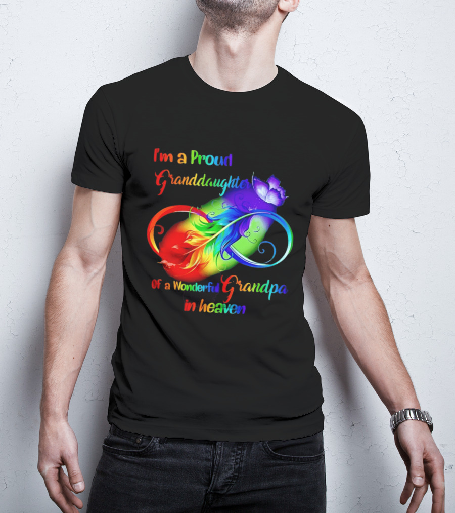 I'm A Proud Granddaughter Of A Wonderful Grandpa In Heaven With Heart And Wings T-Shirt