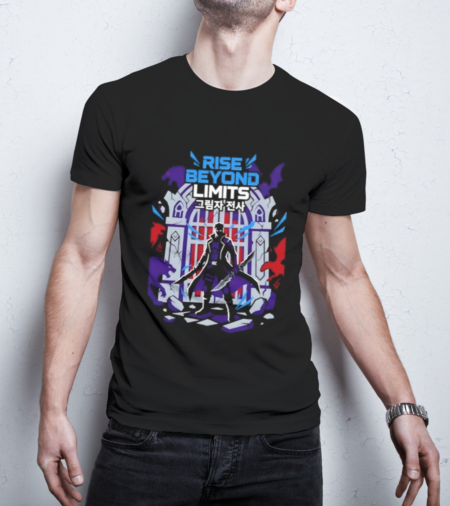 Rise Beyond Limits Shadow Warrior Fantasy Korean Text Heroic Gate Scene T-Shirt