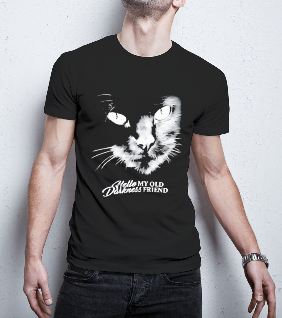 Hello Darkness My Old Friend Cat Face Simon And Garfunkel T-Shirt