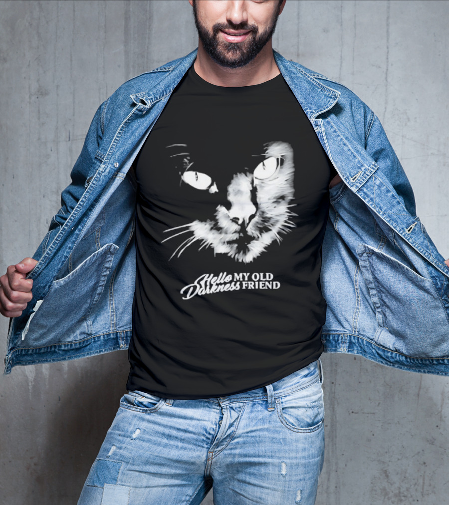 Hello Darkness My Old Friend Cat Face Simon And Garfunkel T-Shirt