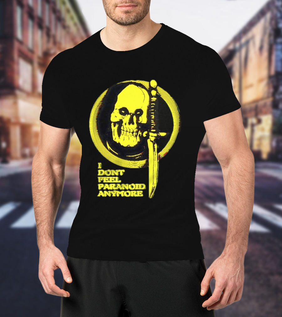 I Don't Feel Paranoid Anymore Skull Dagger Retro Horror Vibe T-Shirt