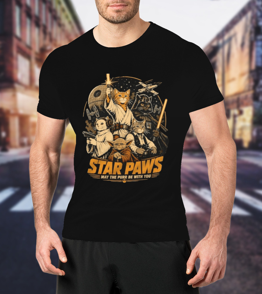 Star Paws May The Purr Be With You Cat Jedi Warriors Star Wars T-Shirt