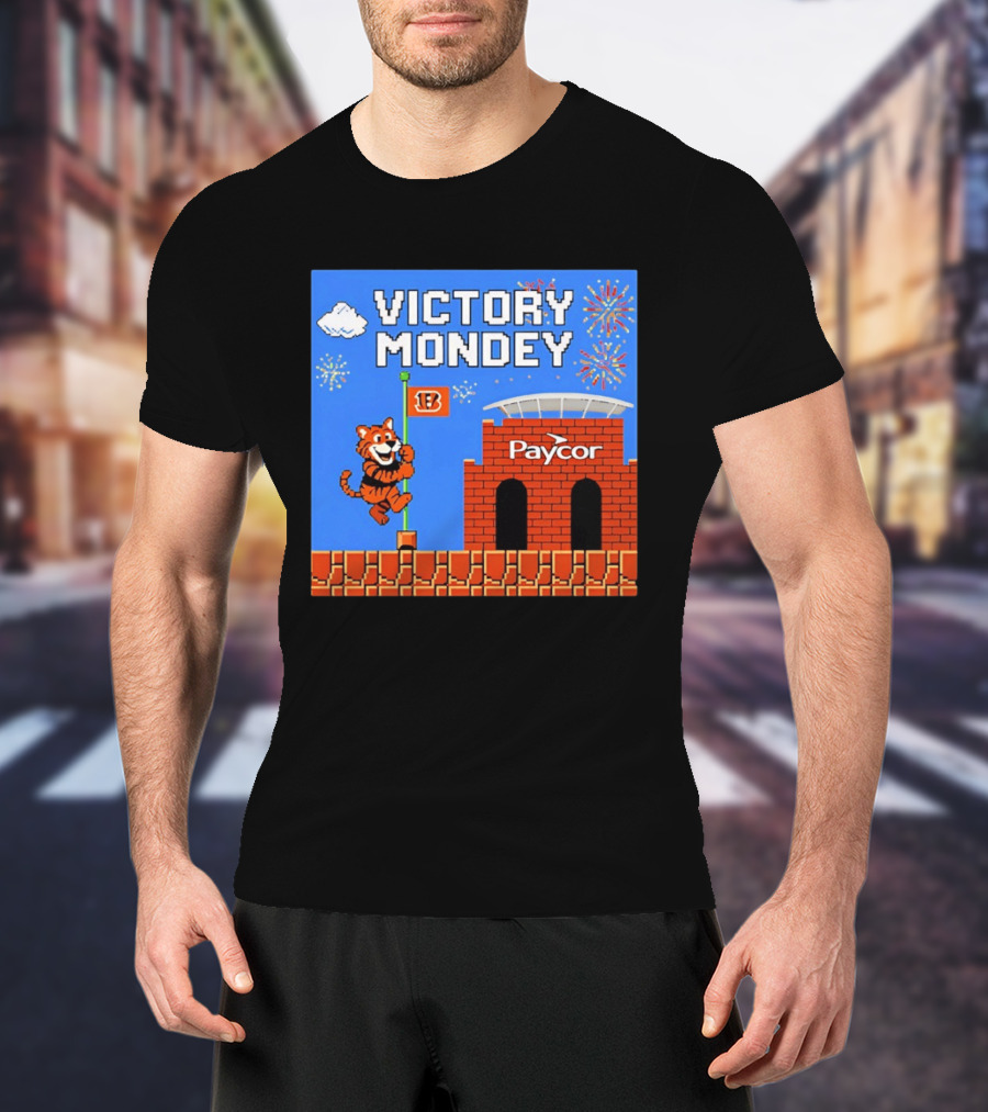 Cincinnati Bengals Victory Mondey Pixel Art Tiger Paycor Stadium Celebration T-Shirt