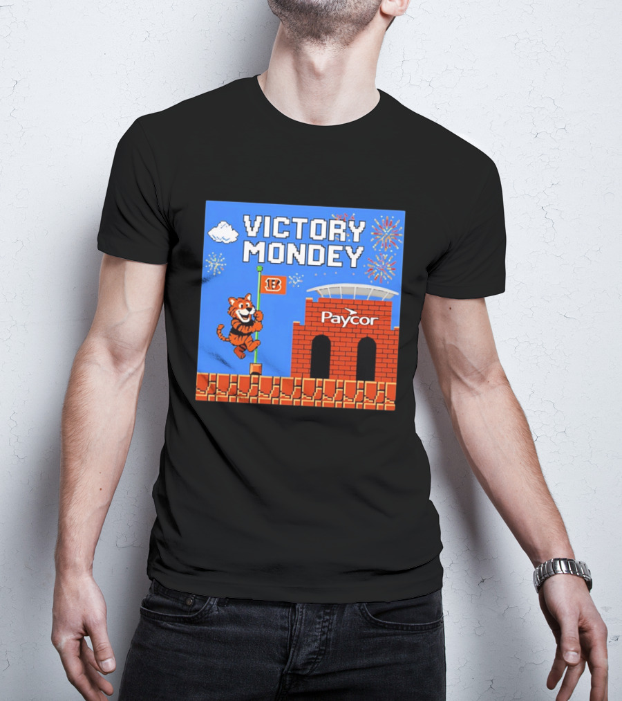 Cincinnati Bengals Victory Mondey Pixel Art Tiger Paycor Stadium Celebration T-Shirt