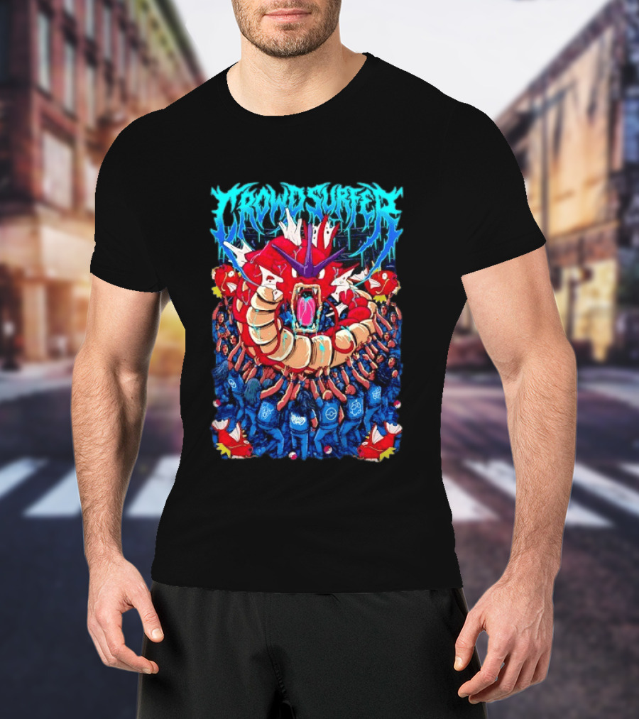 Crowd Surfer Gyarados Magikarp Pokémon Fan Art Concert Scene T-Shirt
