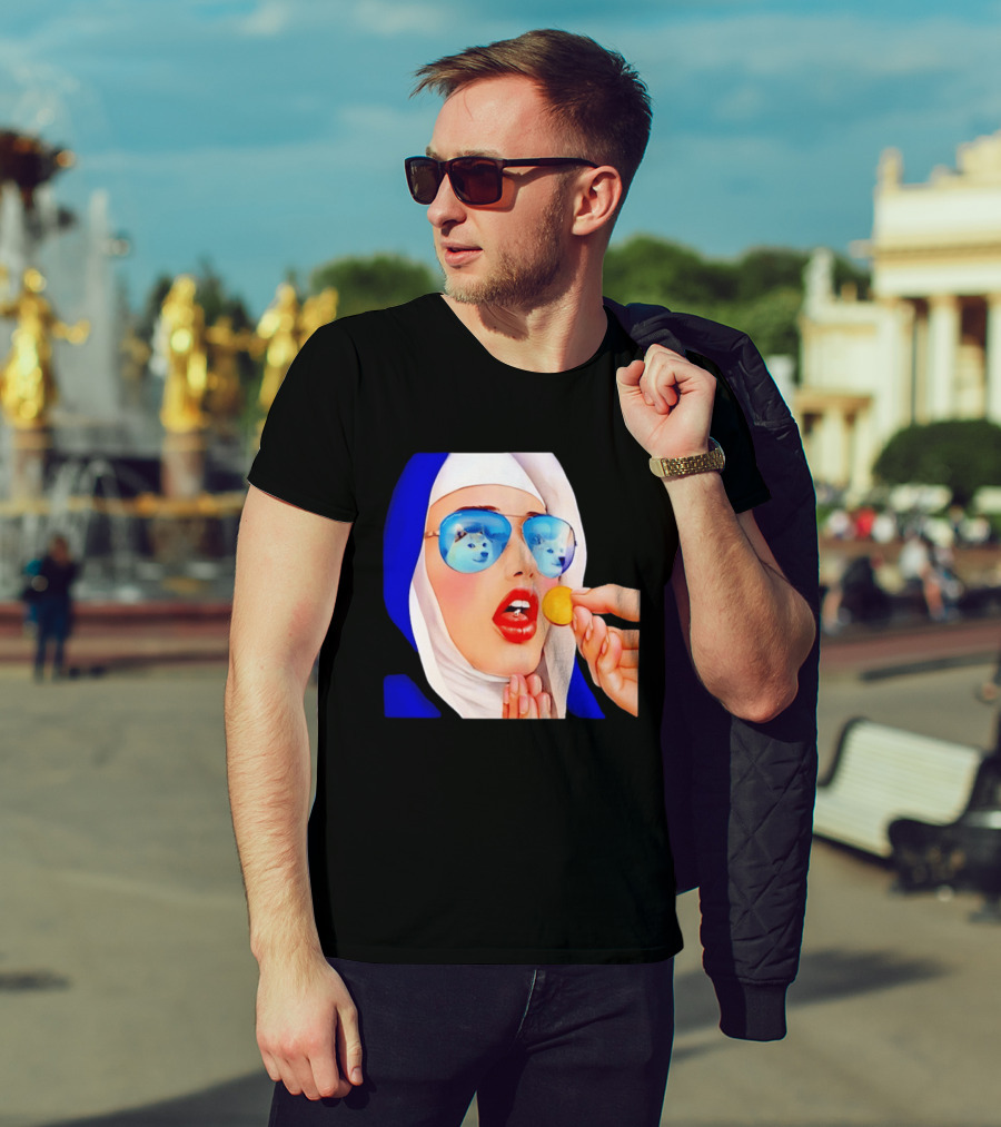 Doge Nun Sunglasses Reflection Communion Meme T-Shirt