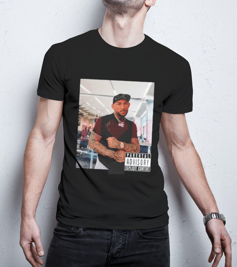 Dustin Poirier Parental Advisory Explicit Content Indoors Tattooed Man With Chain And T-Shirt