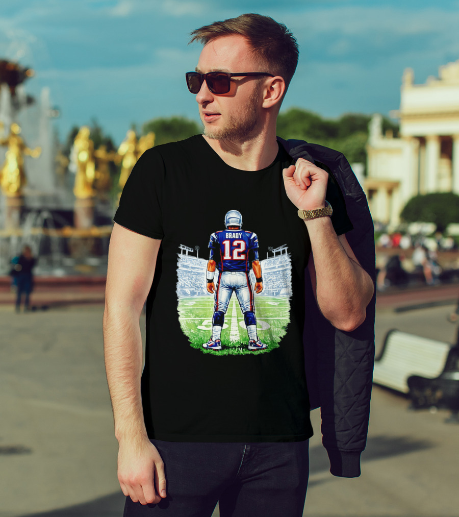 Brady 12 New England Patriots Football Stadium Back View T-Shirt