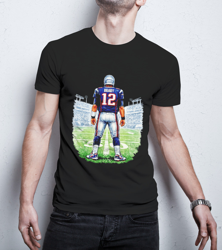 Brady 12 New England Patriots Football Stadium Back View T-Shirt