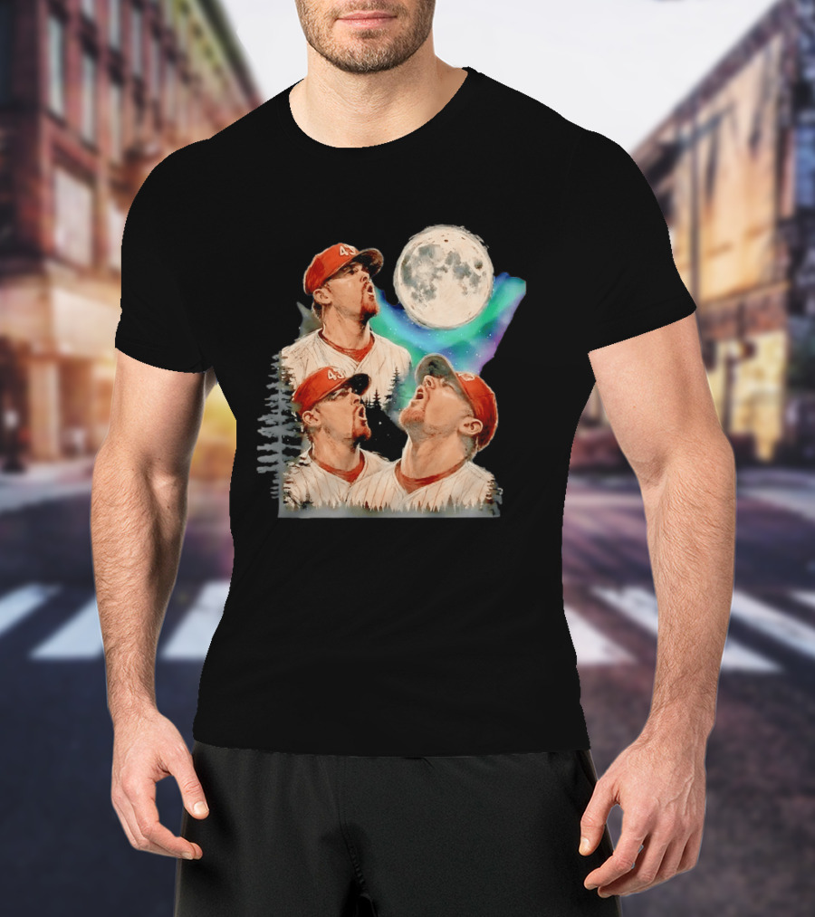 Baseball Player 43 Moon Howling Forest T-Shirt