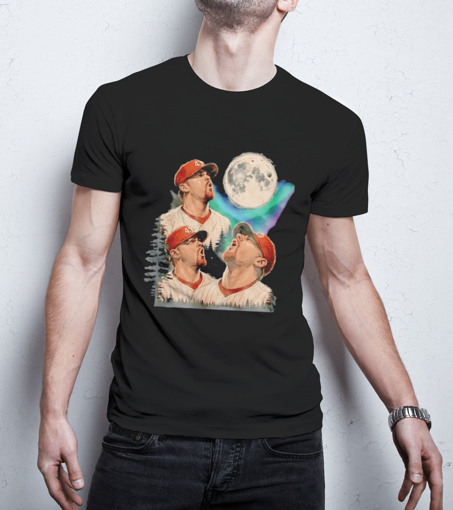 Baseball Player 43 Moon Howling Forest T-Shirt