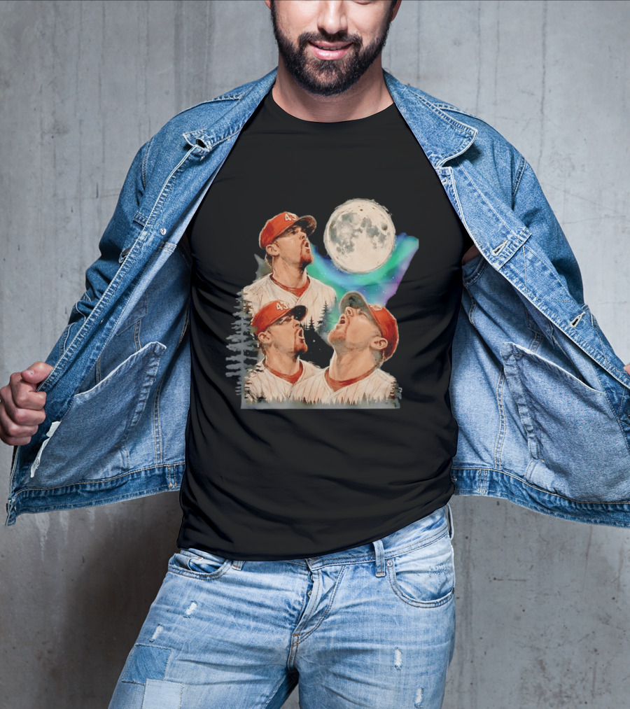 Baseball Player 43 Moon Howling Forest T-Shirt