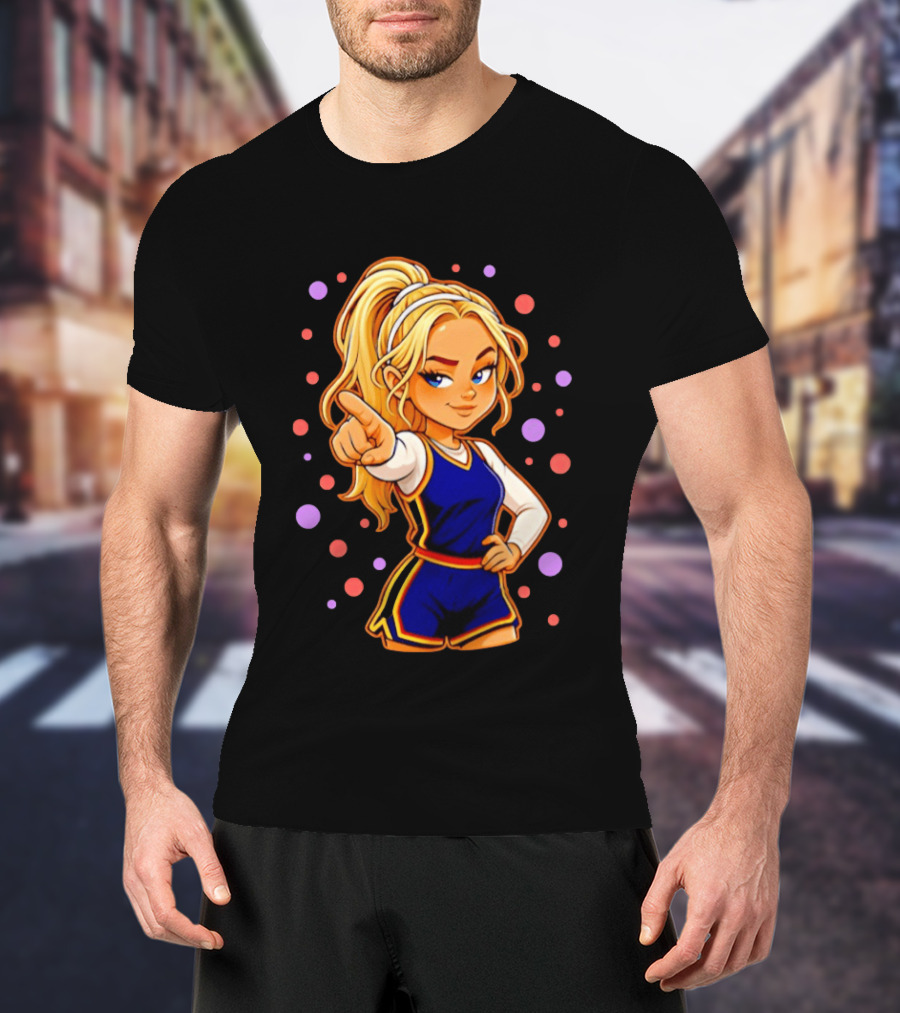 Chibi Sophie Cunningham Pointing In Basketball Uniform With Ponytail T-Shirt