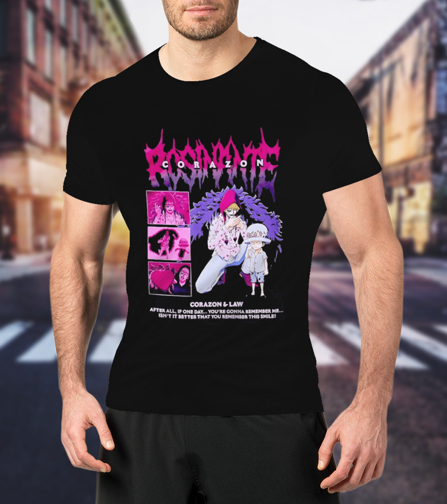 Corazon And Law One Piece After All If One Day You're Gonna Remember Me Smile Manga T-Shirt