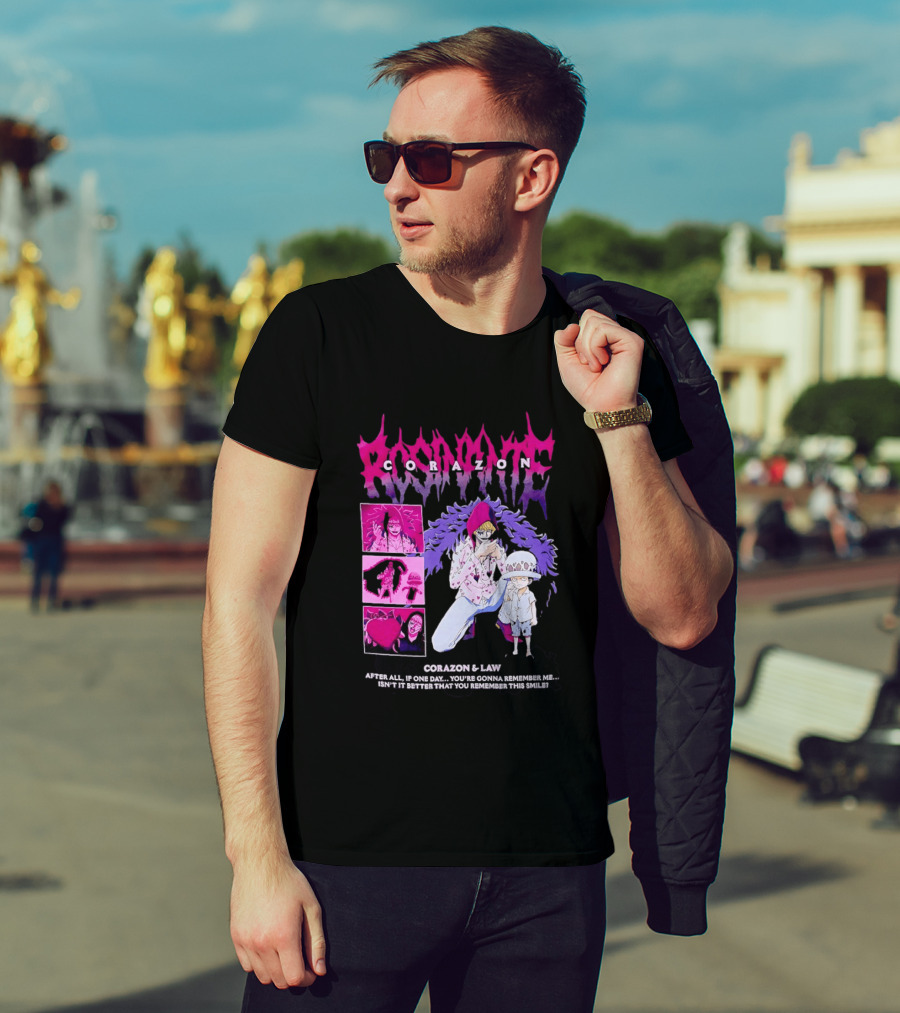 Corazon And Law One Piece After All If One Day You're Gonna Remember Me Smile Manga T-Shirt