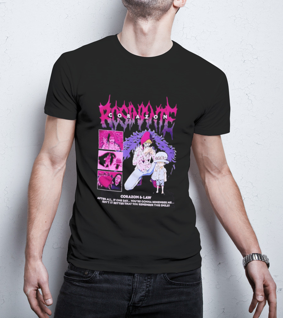 Corazon And Law One Piece After All If One Day You're Gonna Remember Me Smile Manga T-Shirt