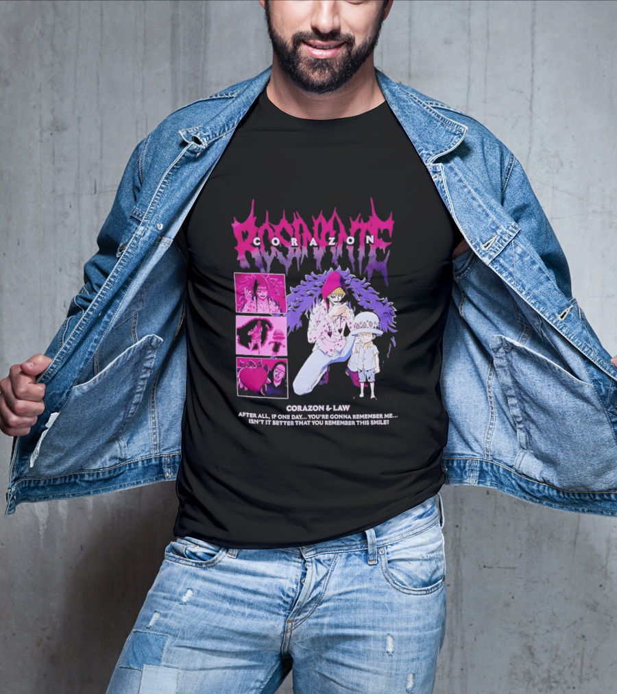 Corazon And Law One Piece After All If One Day You're Gonna Remember Me Smile Manga T-Shirt