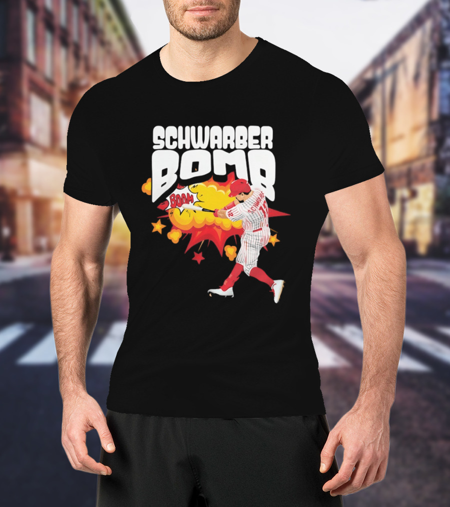 Schwarber Bomb Boom Baseball Philadelphia Phillies Player Action T-Shirt