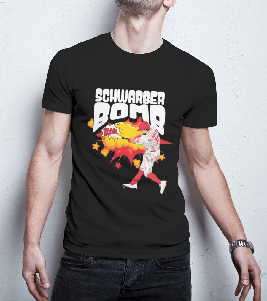 Schwarber Bomb Boom Baseball Philadelphia Phillies Player Action T-Shirt