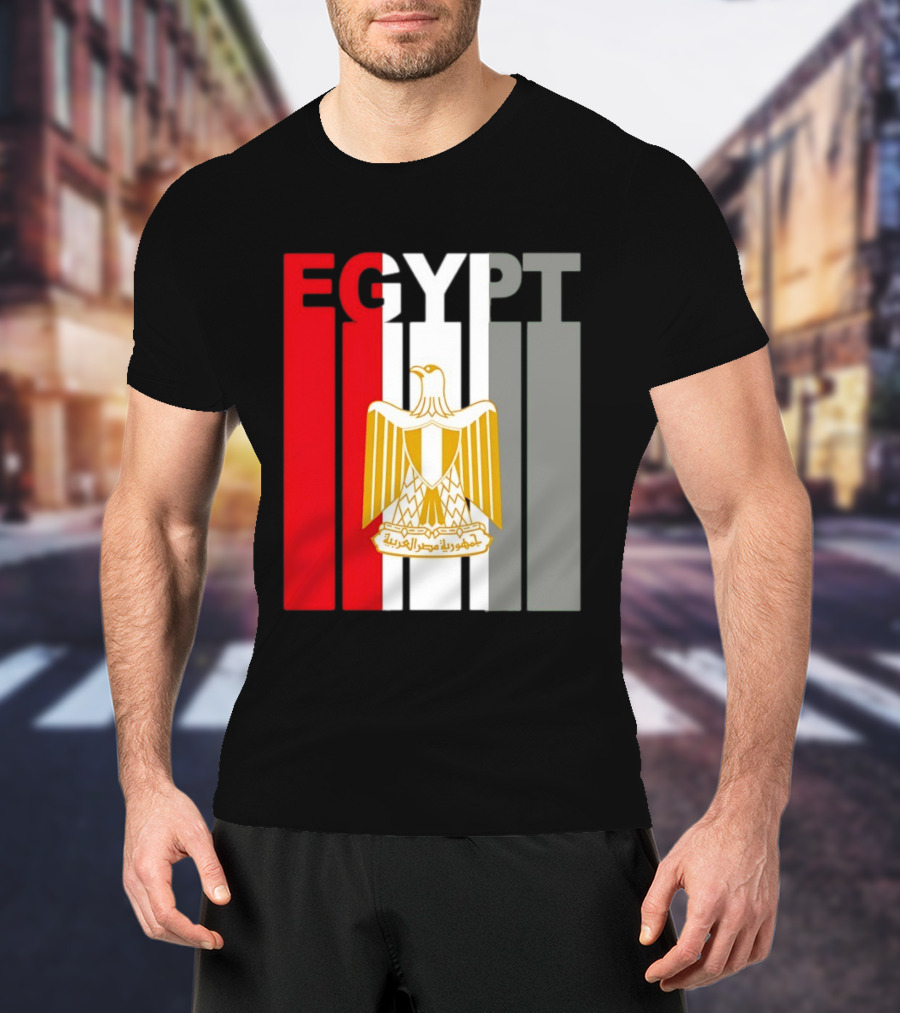 Egypt Flag Colors With Eagle Coat Of Arms T-Shirt