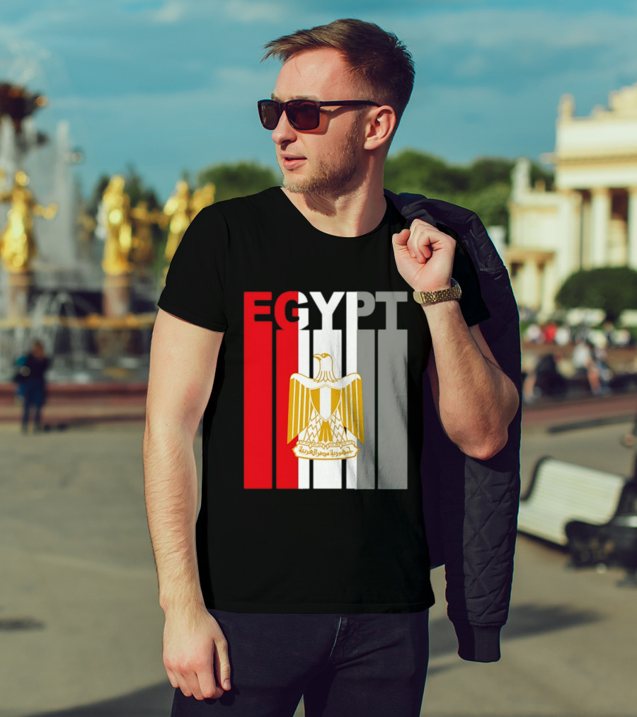 Egypt Flag Colors With Eagle Coat Of Arms T-Shirt