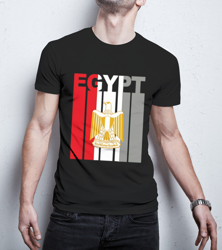Egypt Flag Colors With Eagle Coat Of Arms T-Shirt