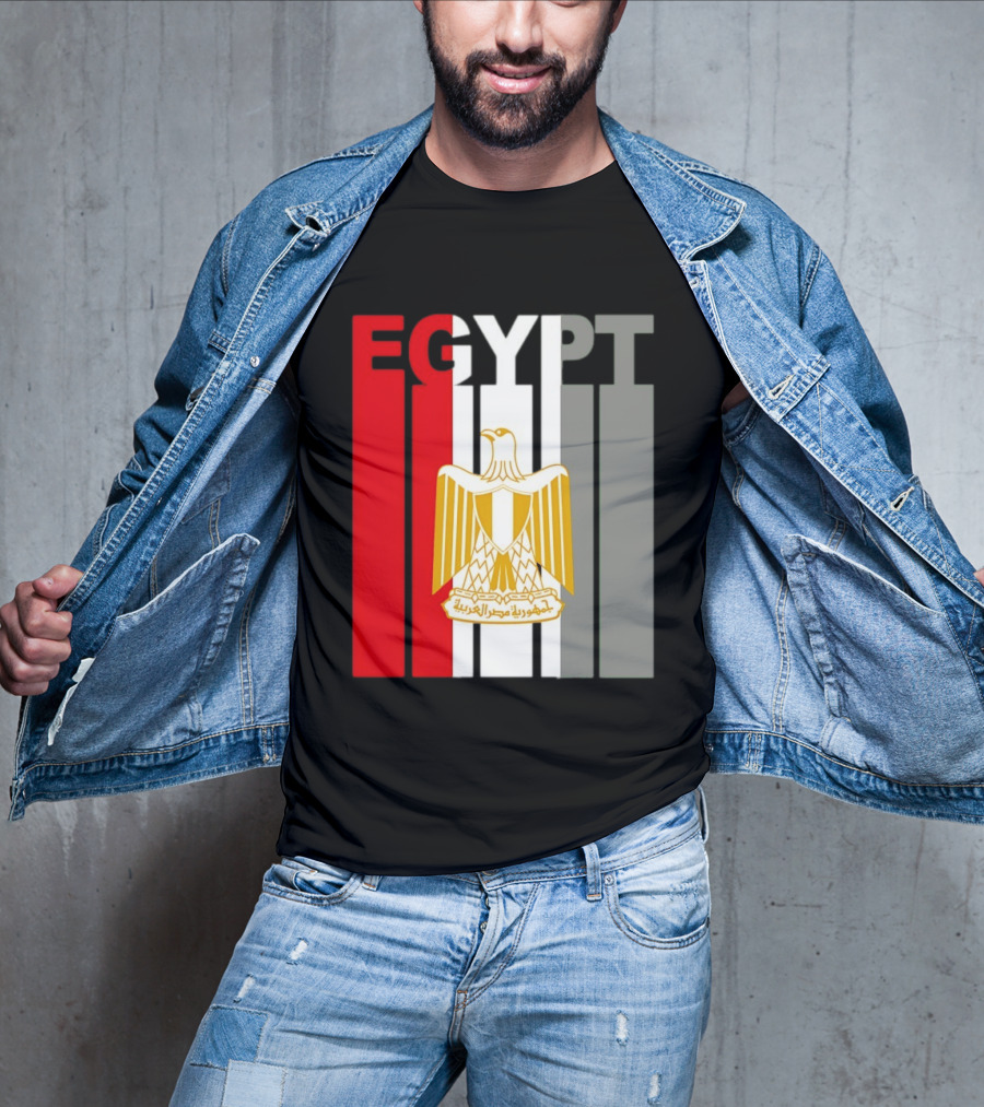 Egypt Flag Colors With Eagle Coat Of Arms T-Shirt