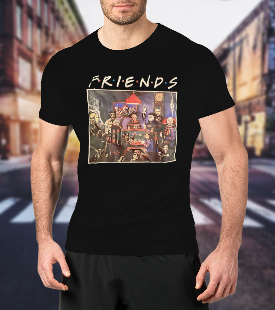 Friends Horror Movie Characters Playing Poker At Night T-Shirt