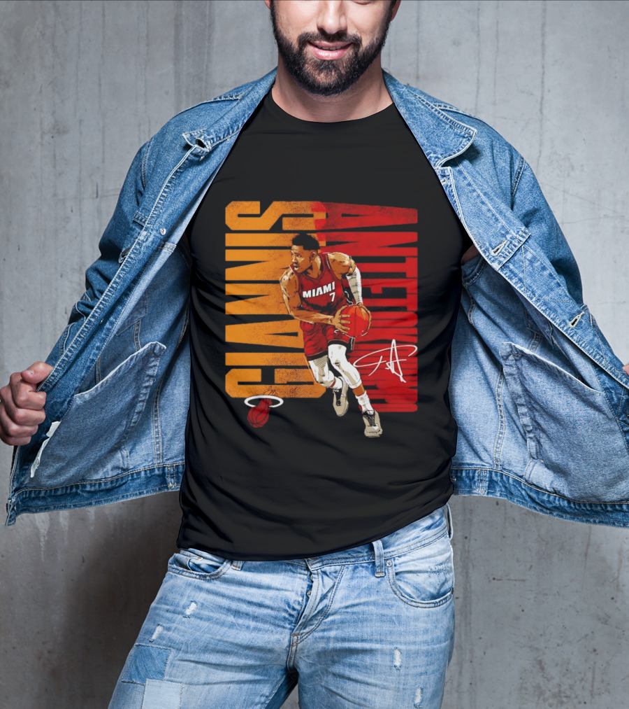 Giannis Antetokounmpo Miami 7 Basketball Running Miami Heat T-Shirt