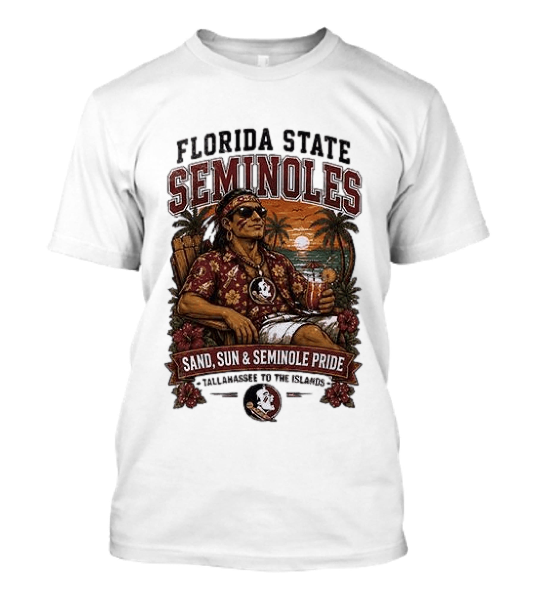 Florida State Seminoles Sand Sun Seminole Pride Tallahassee To The Islands T-Shirt