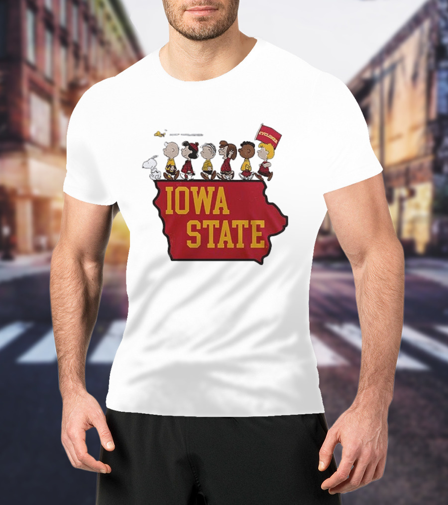 Iowa State Cyclones Peanuts Characters Marching With Snoopy And Friends T-Shirt