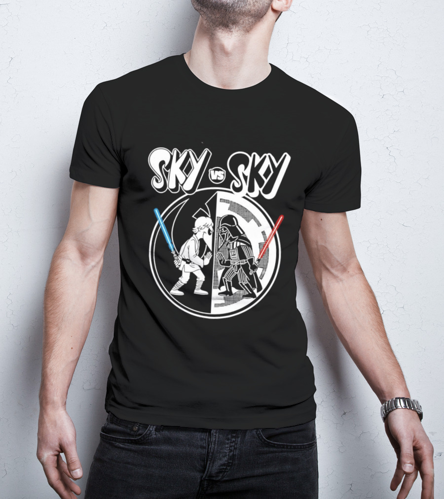 Sky Vs Sky Luke Skywalker Darth Vader Lightsaber Duel T-Shirt